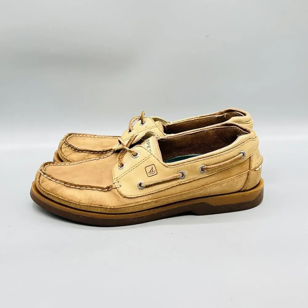 Sperry Shoes Mens 10 Brown Leather Top Sider 2 Eye Boat Moc Toe Casual Comfort